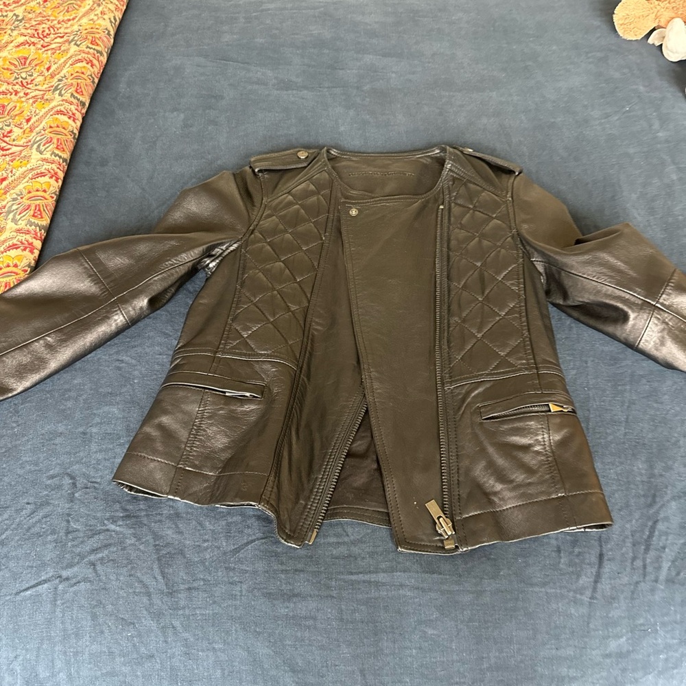Comptoir Des Cotoniniers black leather jacket